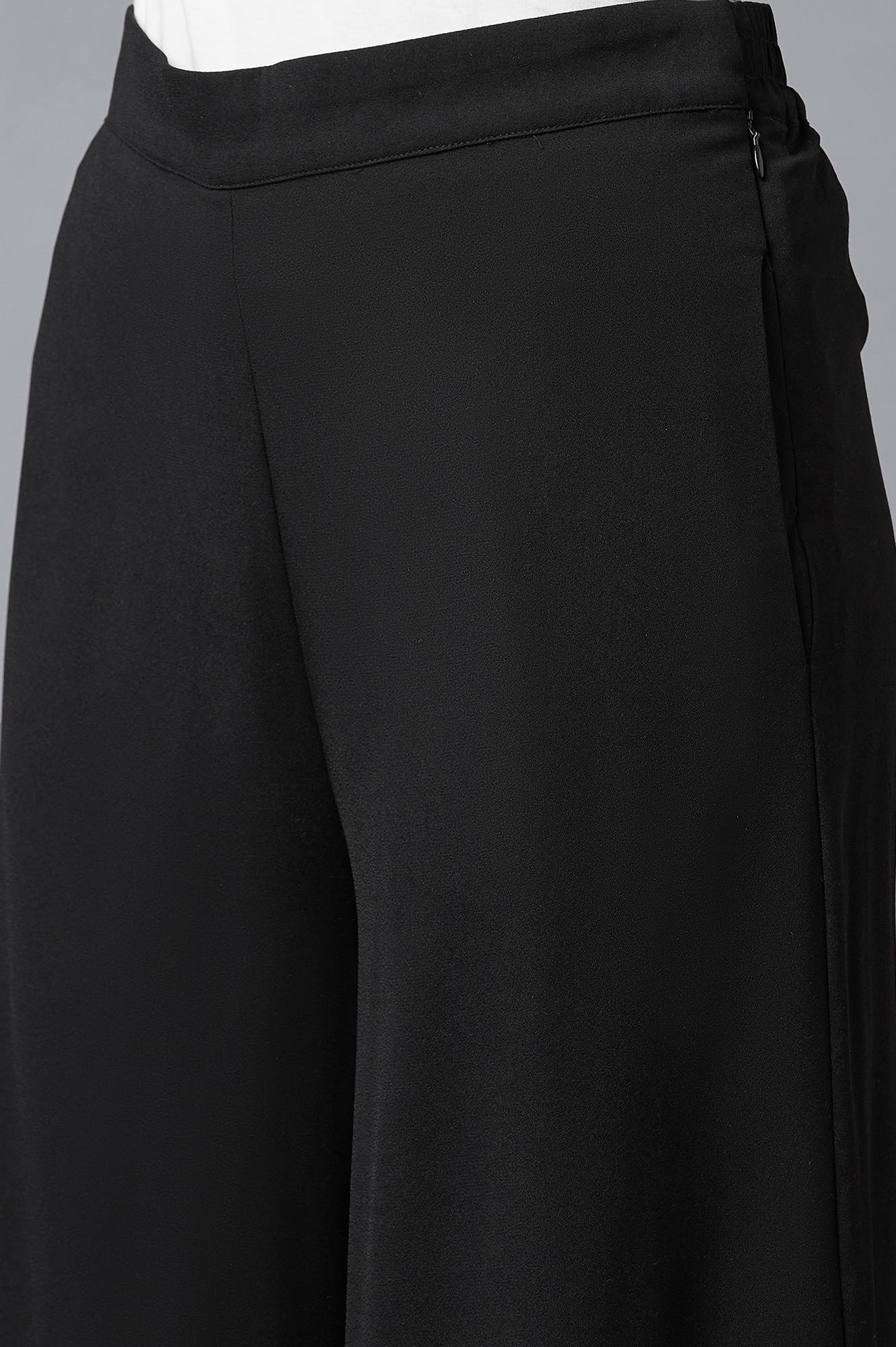 W for Woman Black Wide Leg Moss Flared Pants