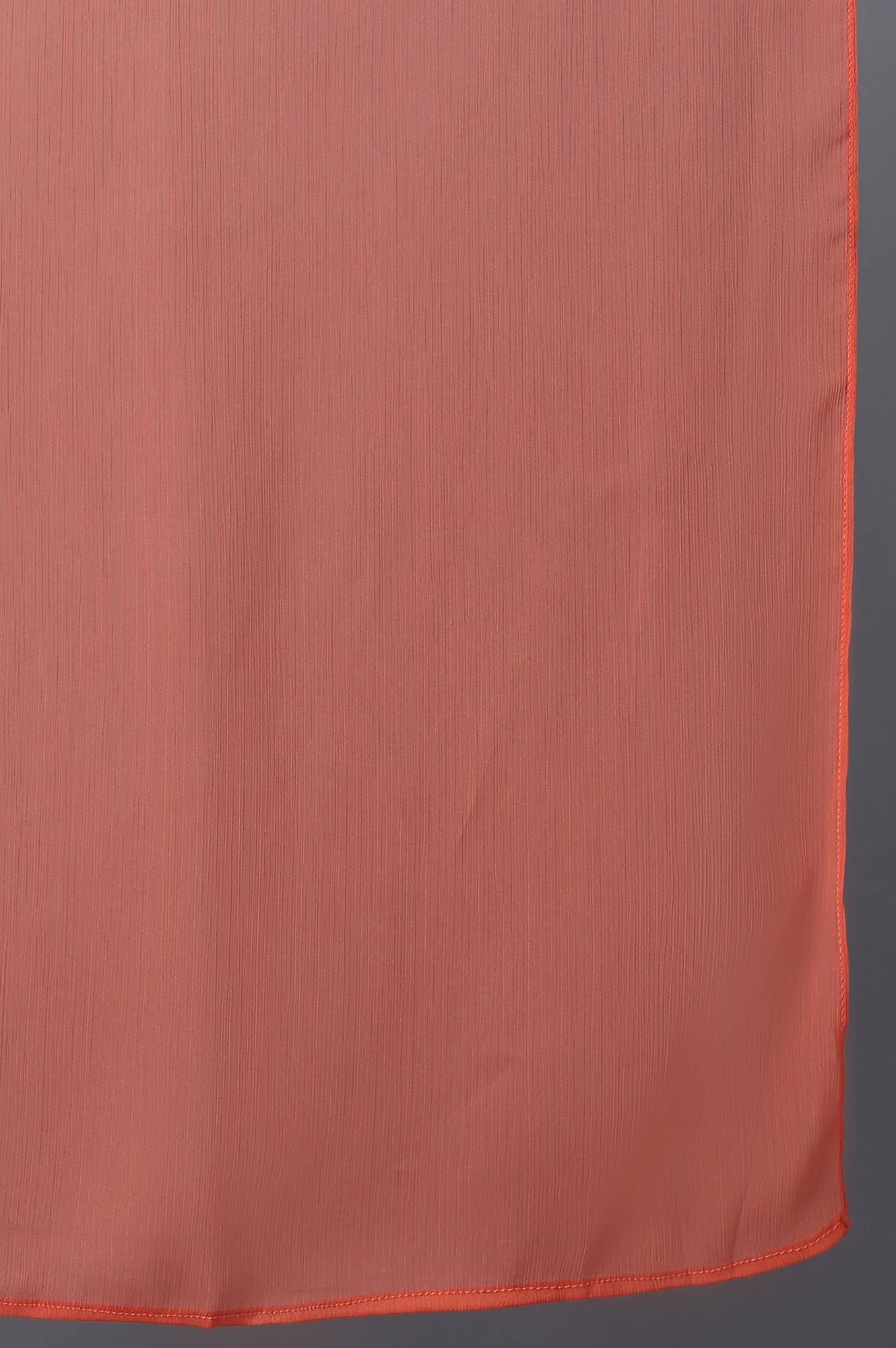 W for Woman Orange Crinkled Chiffon Solid Dupatta