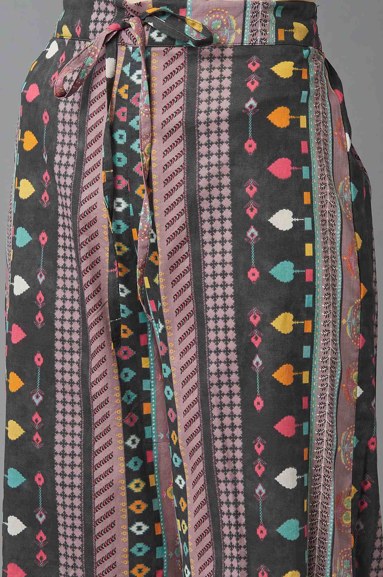 W for Woman Grey Printed kurta with Parallel Pants