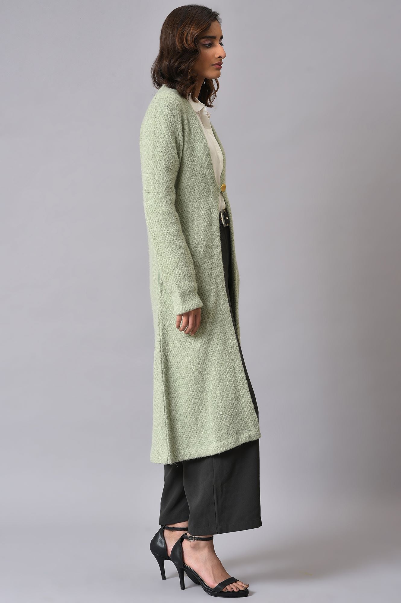 W for Woman Green Winter Women Cardigan