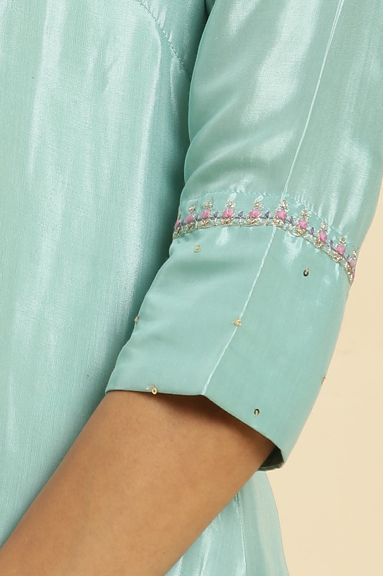 W for Woman Bright Blue Embroidered Kurta