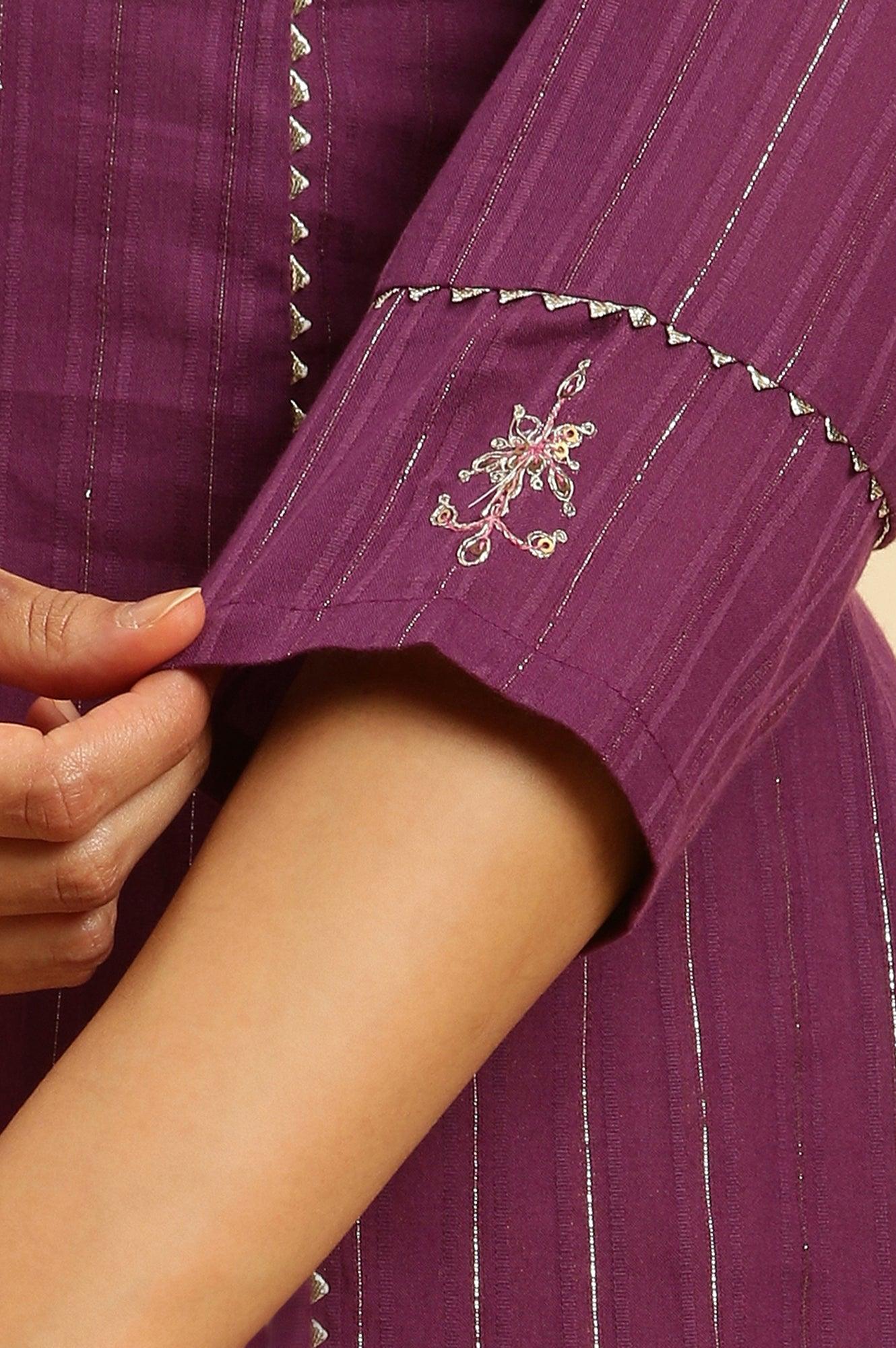 W for Woman Purple Embroidered Heavy Festive Kurta