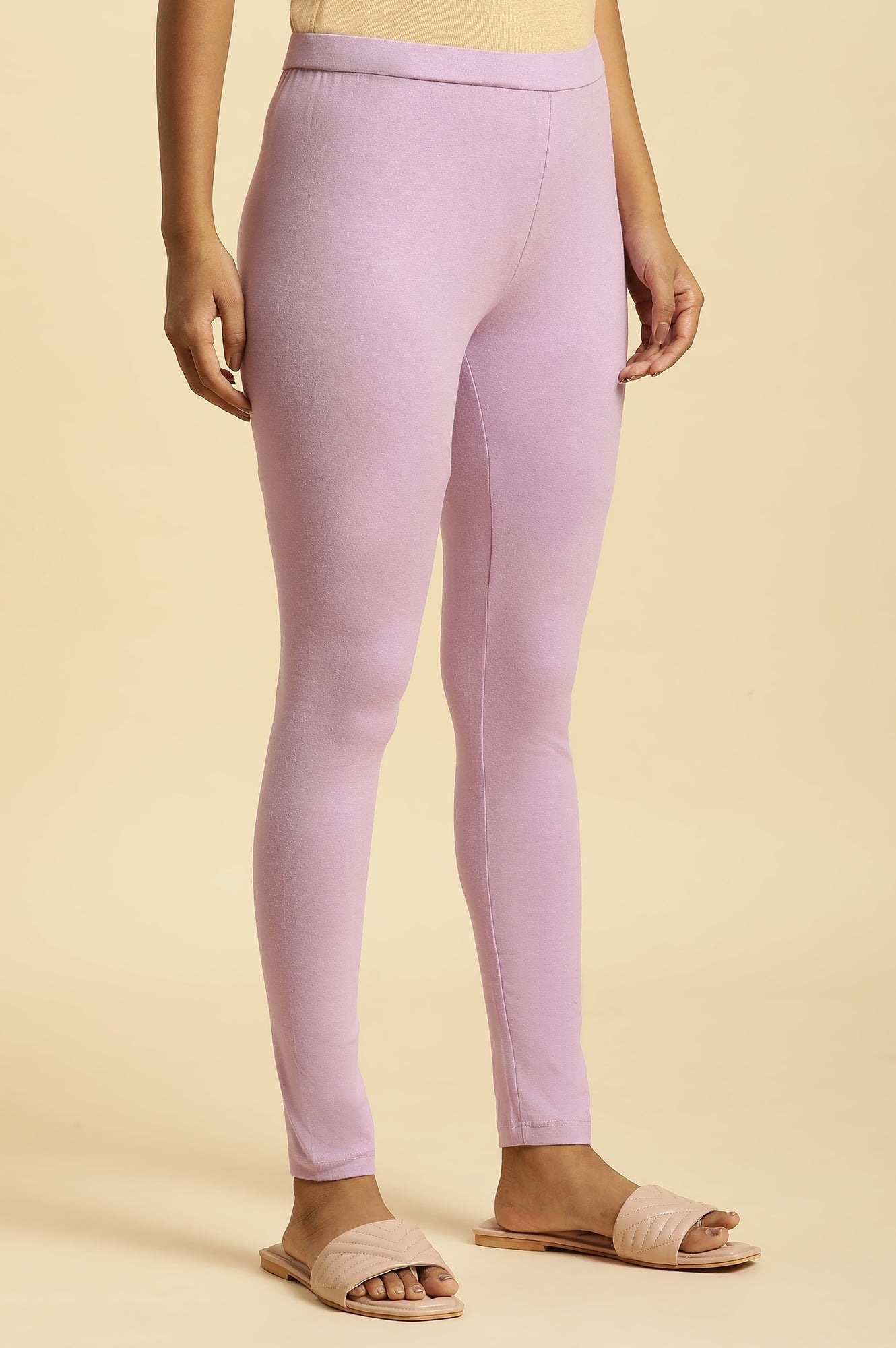 W for Woman Lavender Purple Knitted Cotton Lycra Tights