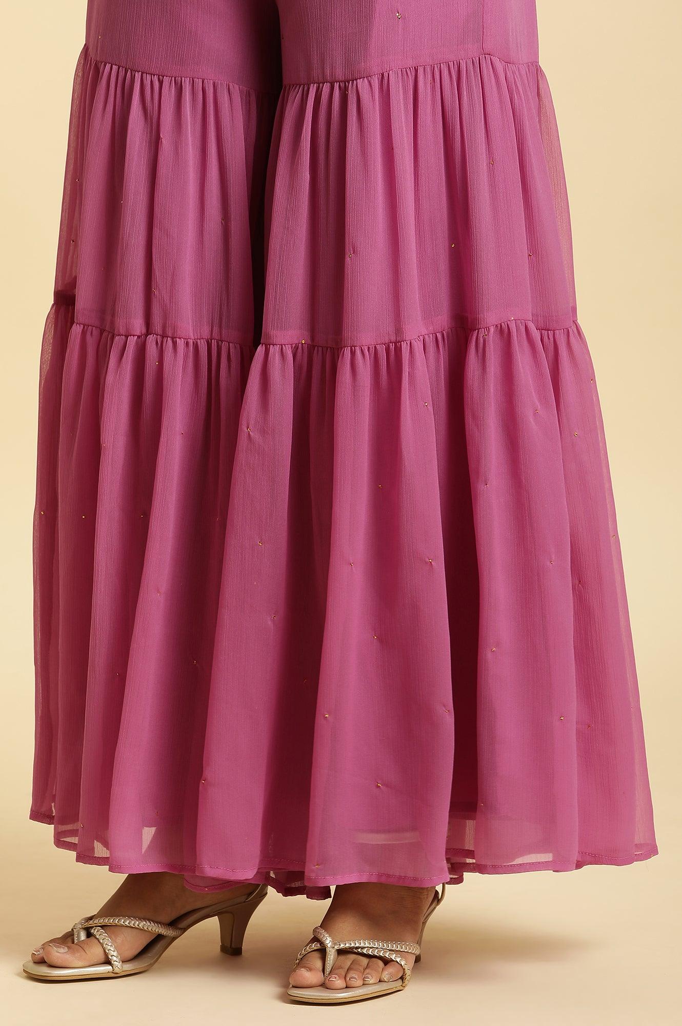W for Woman Purple Tiered Chiffon Sharara