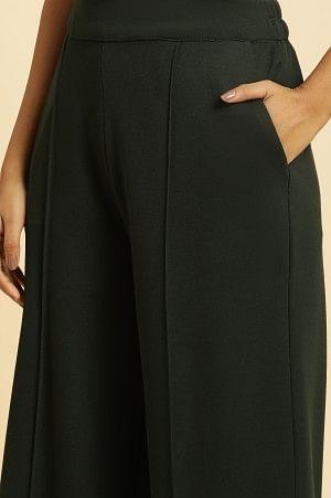 W for Woman Green Pin Tuck Trouser Pants