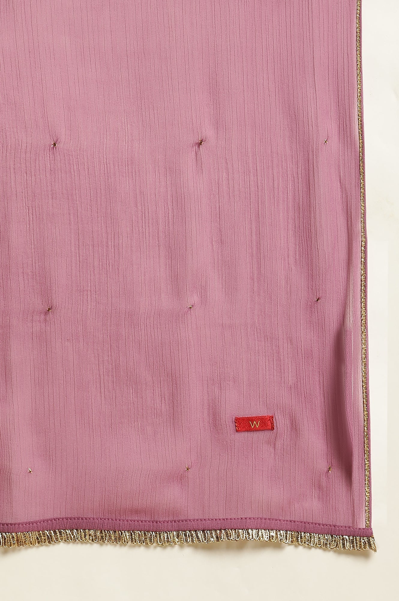 W for Woman Purple Chiffon Dupatta with Gota Border