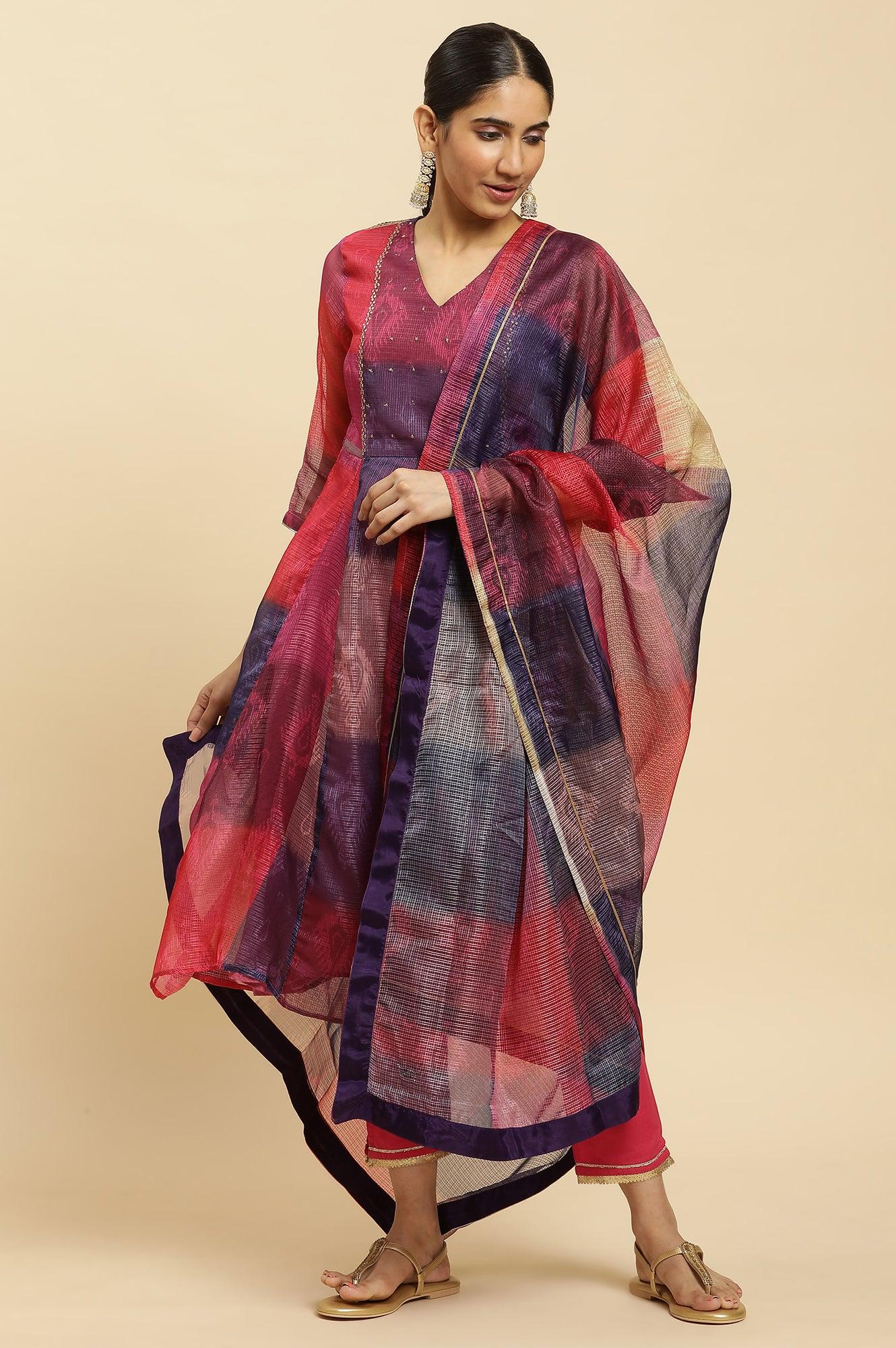 W for Woman Mutli-Coloured Printed Kota Dupatta