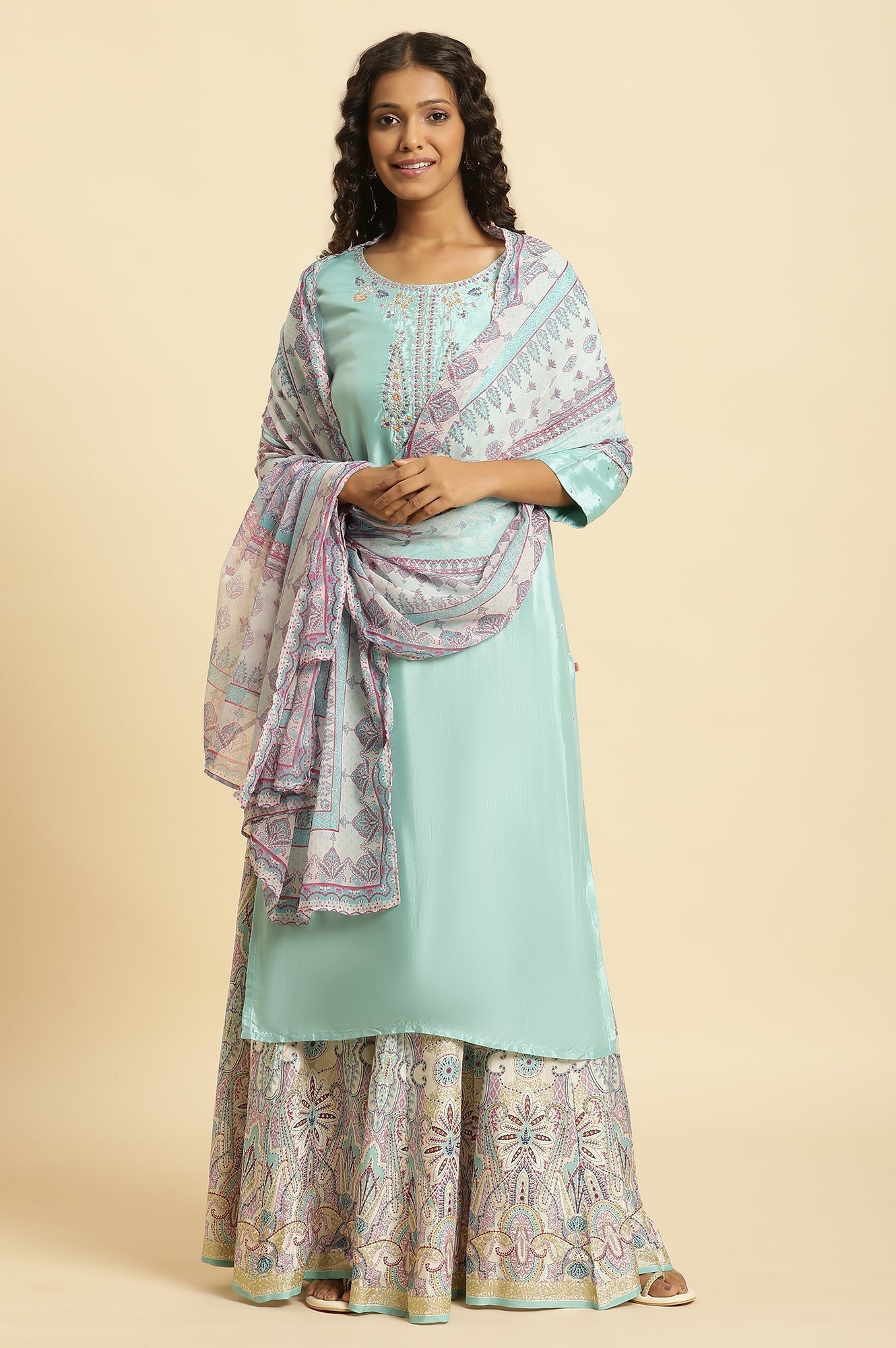 W for Woman Multi-Coloured Paisley Printed Dupatta