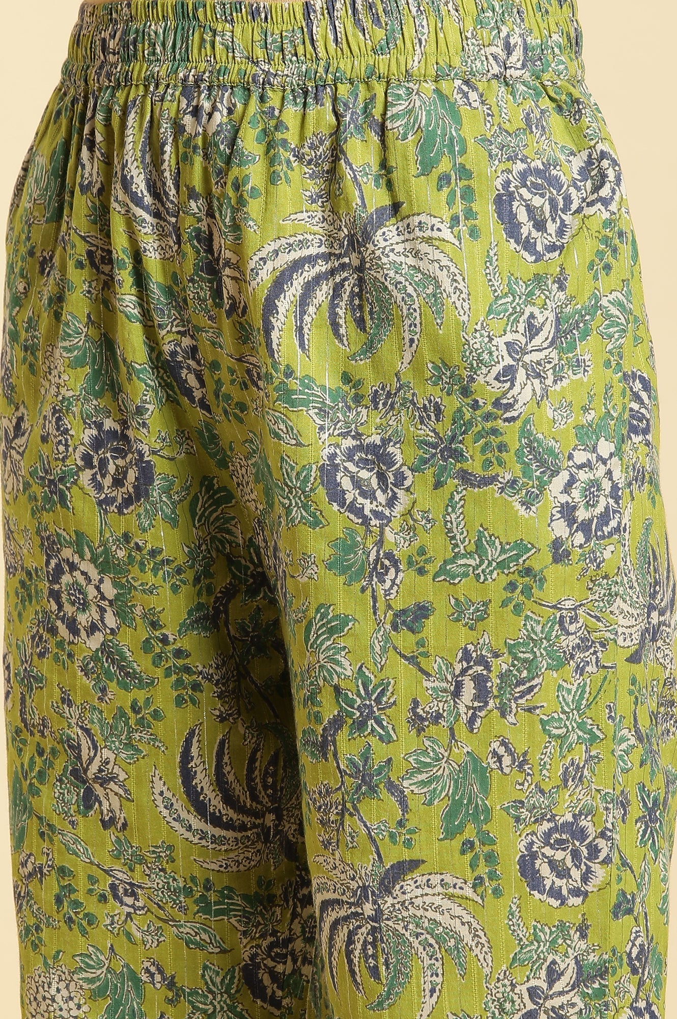 W for Woman Light Green Floral Printed Kurta, Pants And Dupatta Set