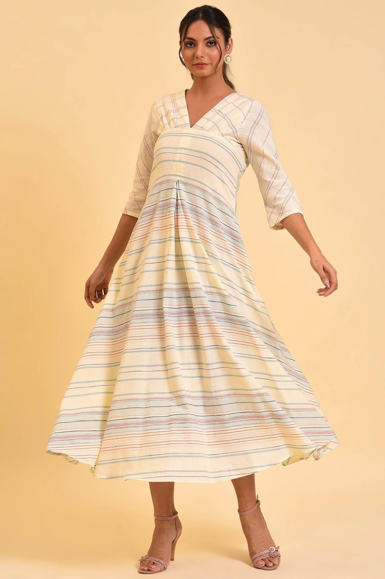 W for Woman Ecru Summer Maxi Dress With Stylized Back