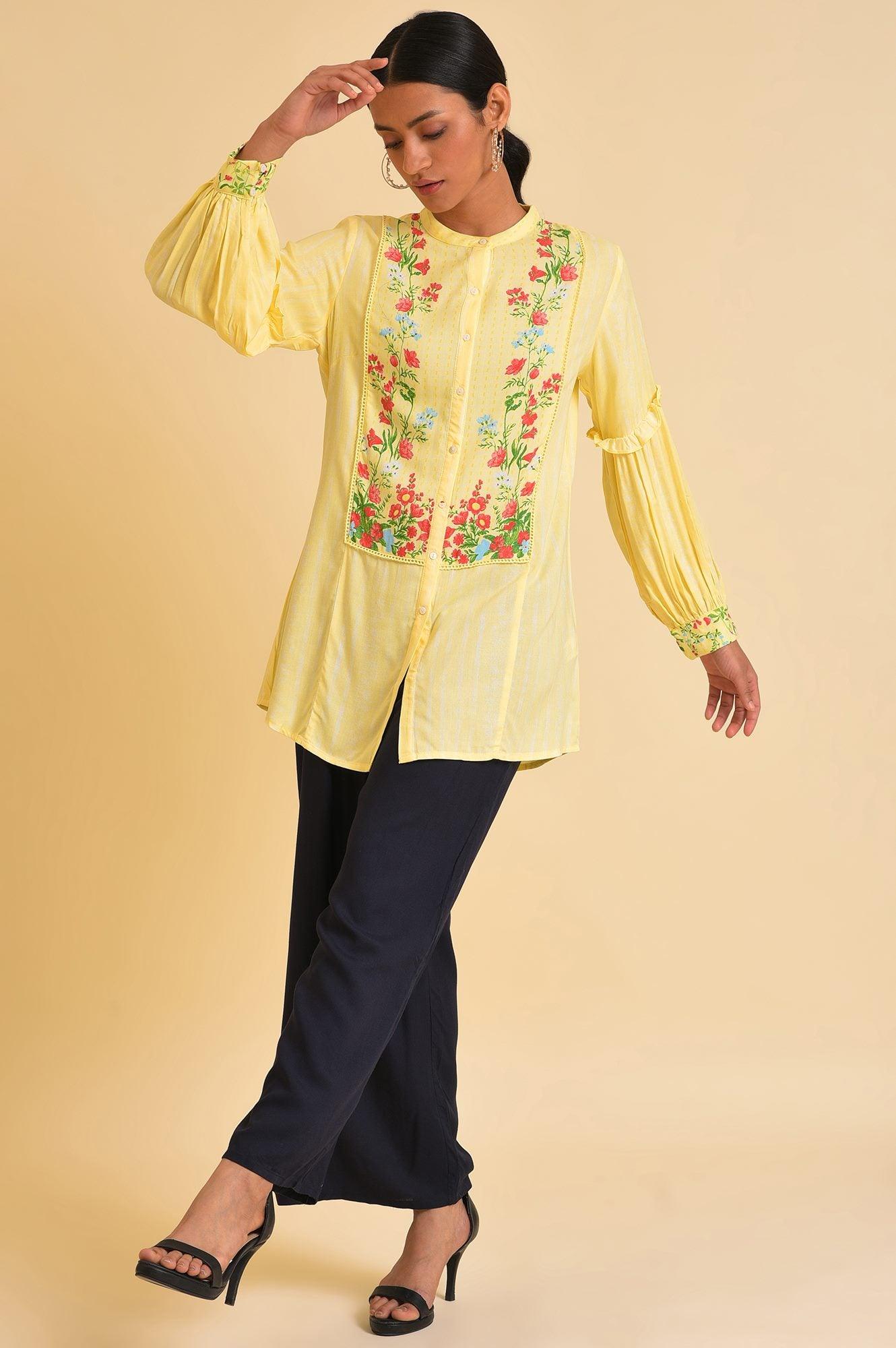 W for Woman Yellow Floral Printed Top