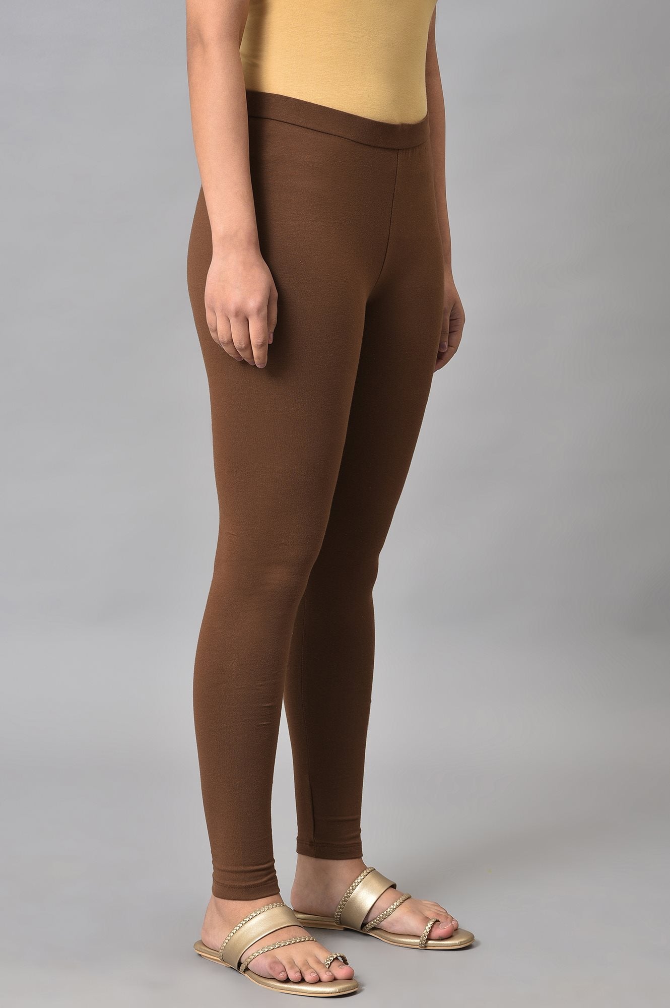 W for Woman Brown Cotton Jersey Tights