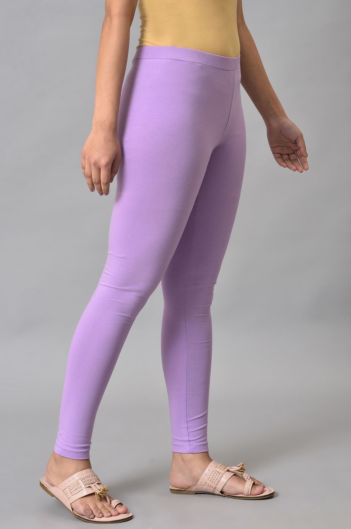 W for Woman Light Purple Cotton Jersey Tights