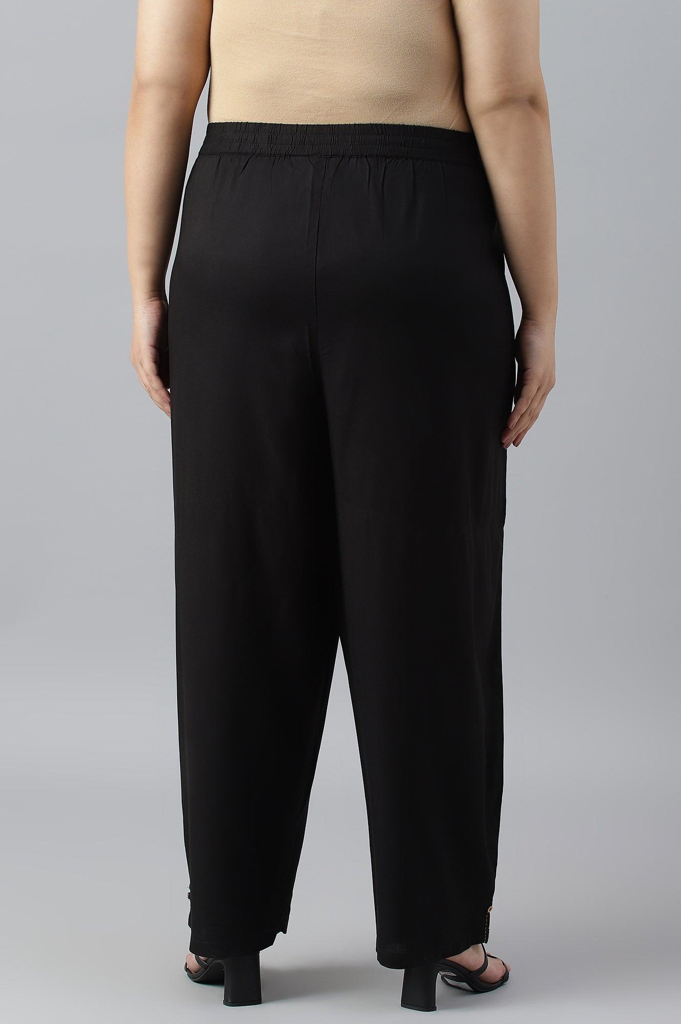 W for Woman Plus Size Black Box Pleated Straight Pants