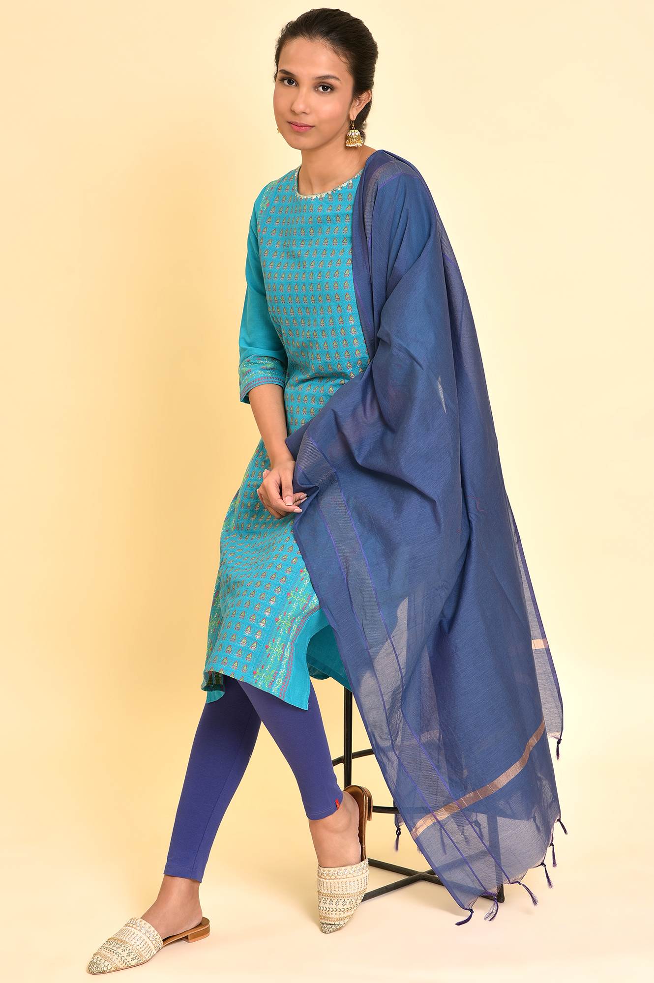 W for Woman Purple Chanderi Dupatta