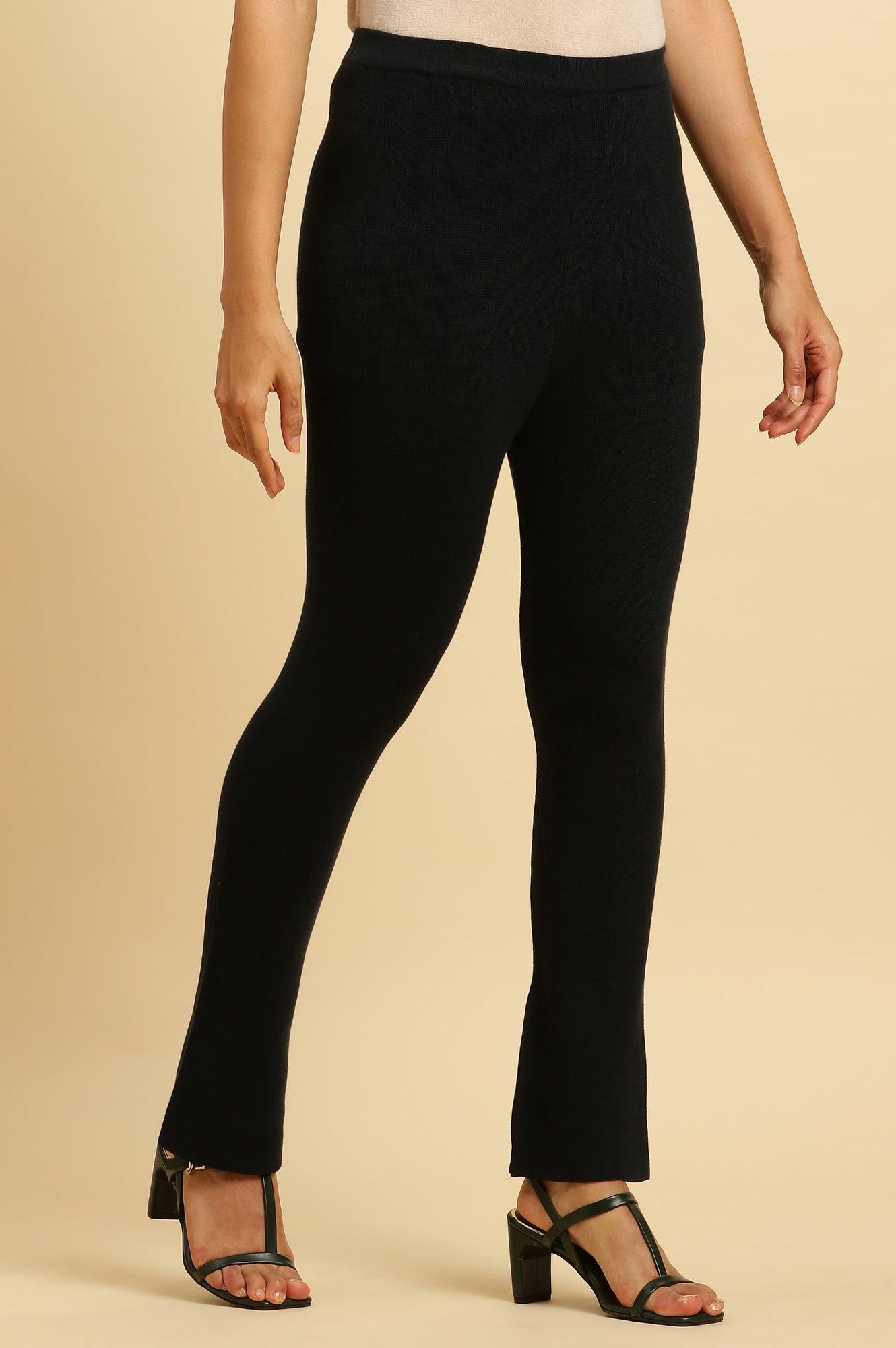W for Woman Navy Solid Fit And Flare Pants
