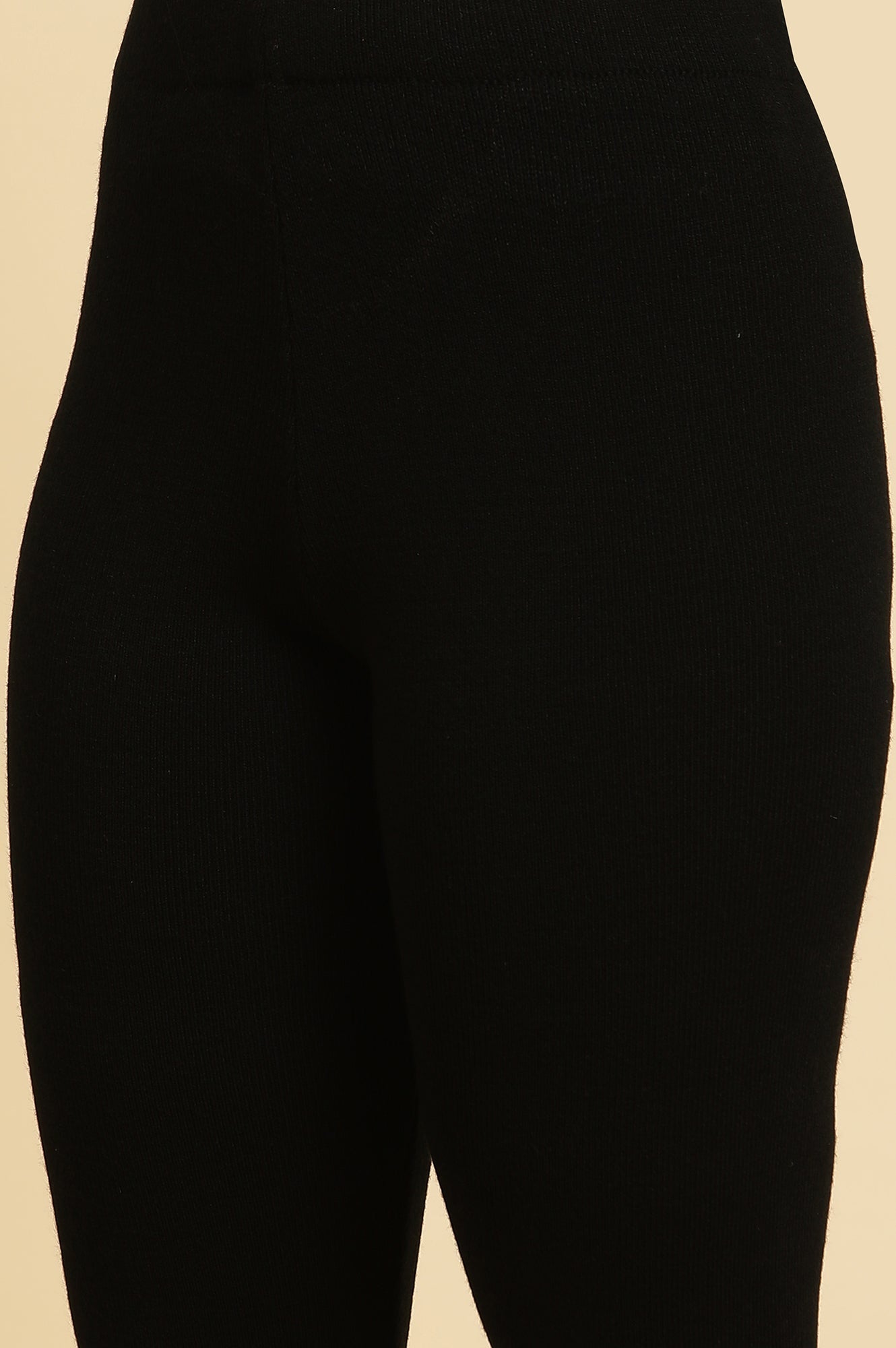 W for Woman Jet Black Acrylic Winter Tights