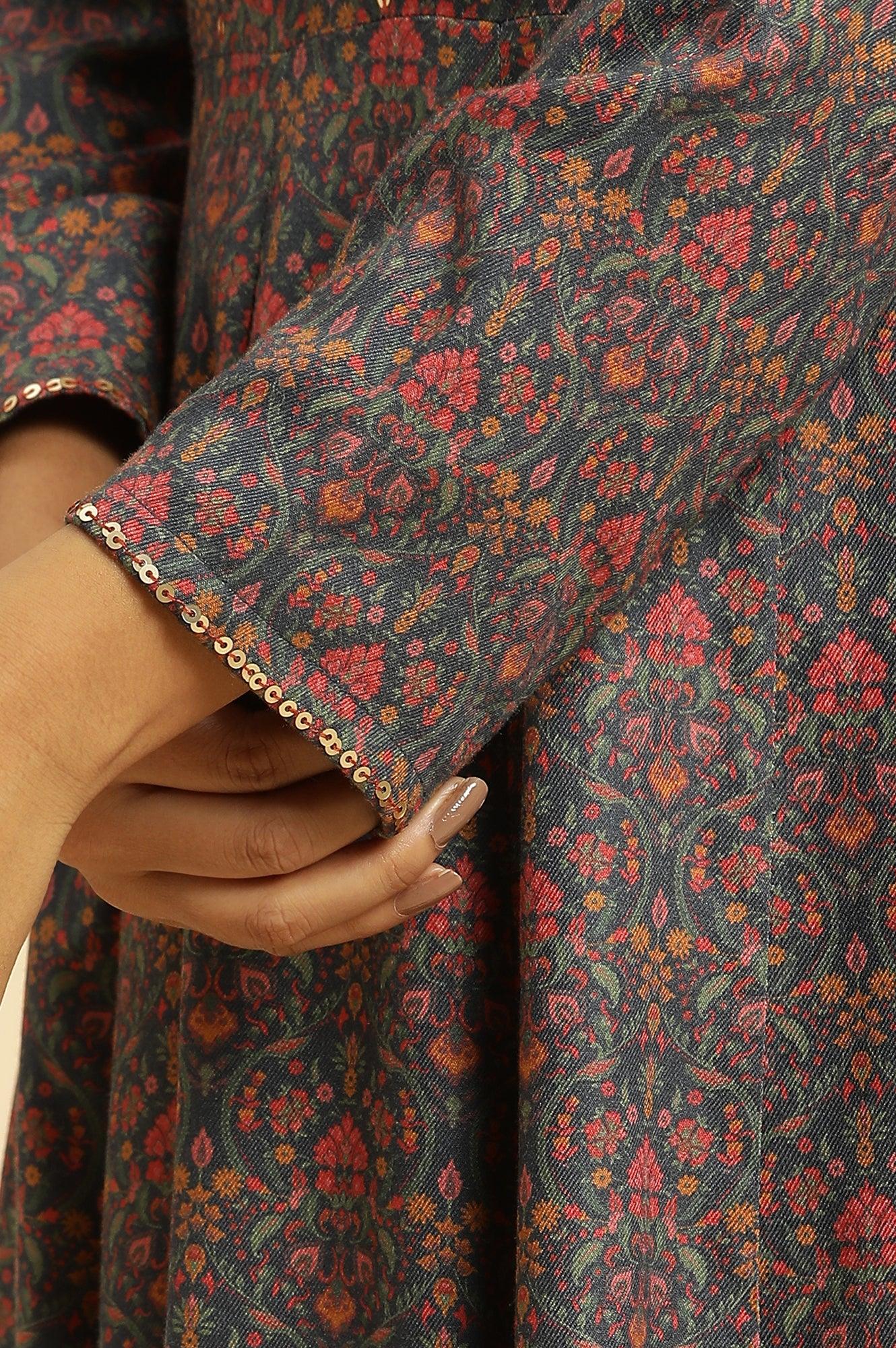 W for Woman Blue Embellished Flared Kurta And Pants Set