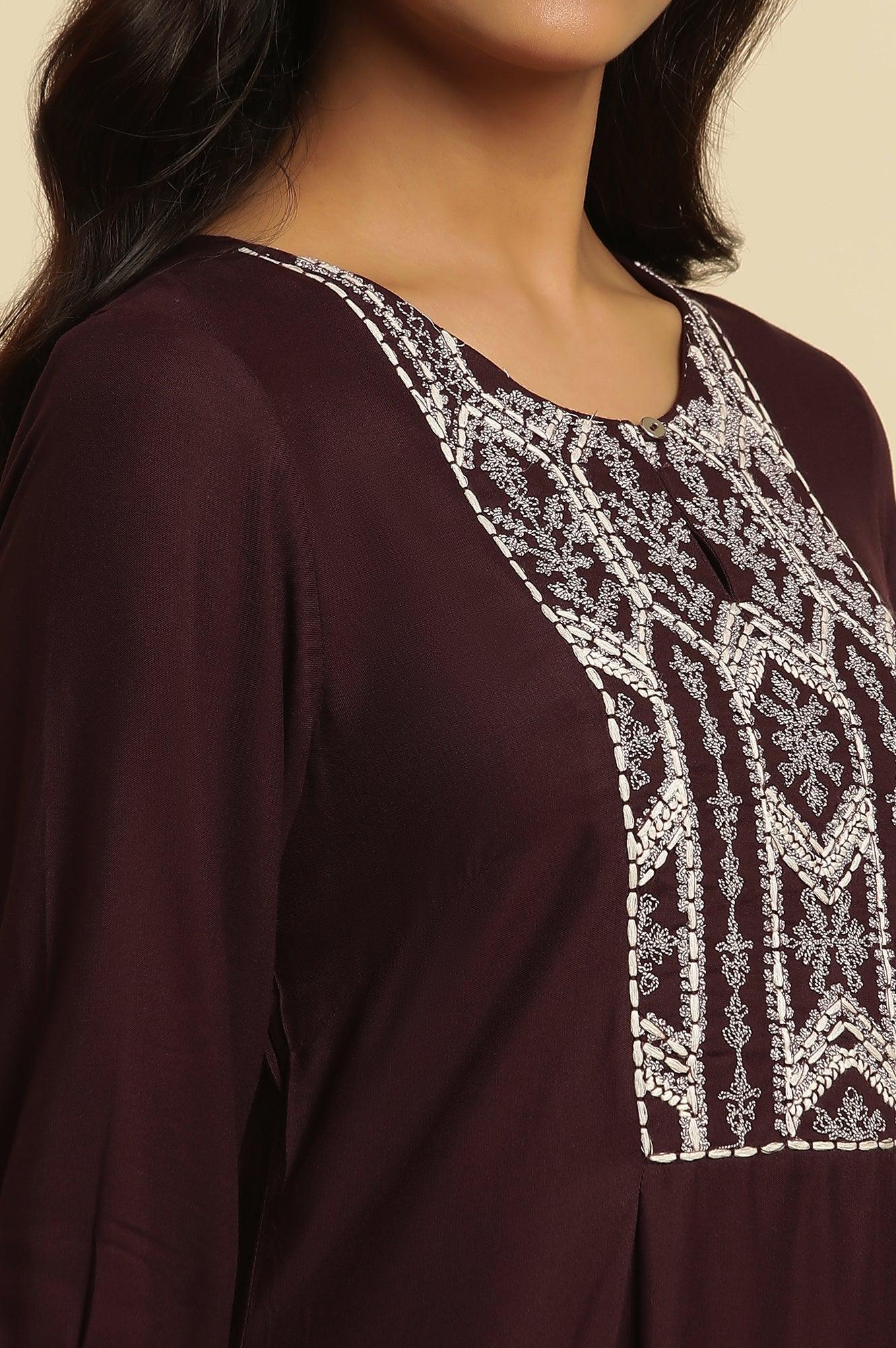 W for Woman Purple Thread Embroidered Kurta