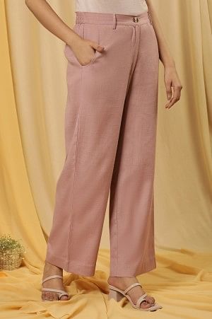 W for Woman Dusty Pink Casual Straight Trouser