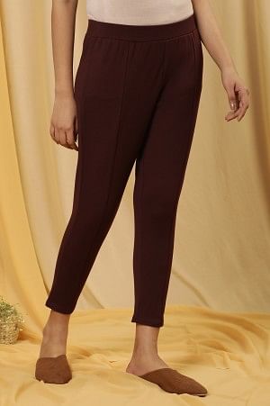 W for Woman Wine Tapered Casual Leggings