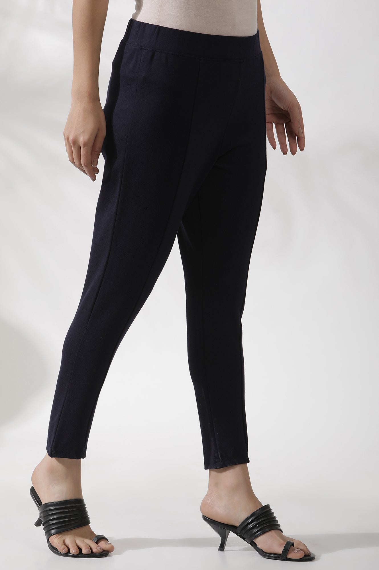 W for Woman Blue Solid Casual Leggings