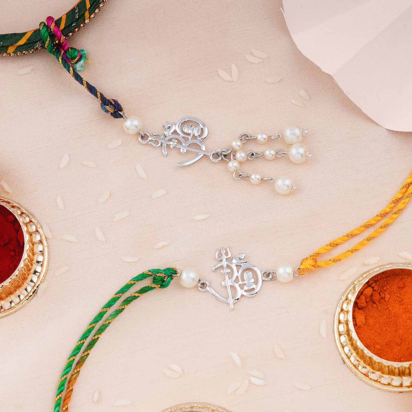 Rhodium Shivay Om Bhaiya Bhabhi Rakhi Set