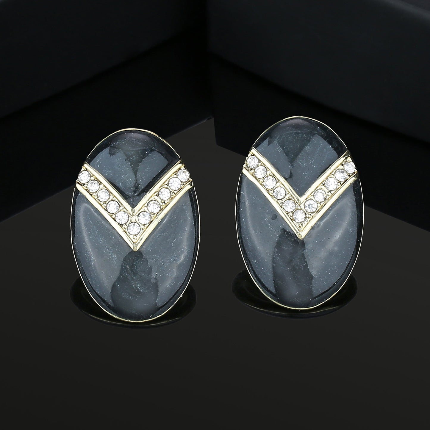 Estele Black colour and white Stones studs for women