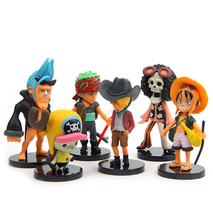 One Piece 6 Pcs Anime Action Figure Set Luffy Zoro Sanji Ace Sabo Robin PVC Action Figure | 8.5 cms |