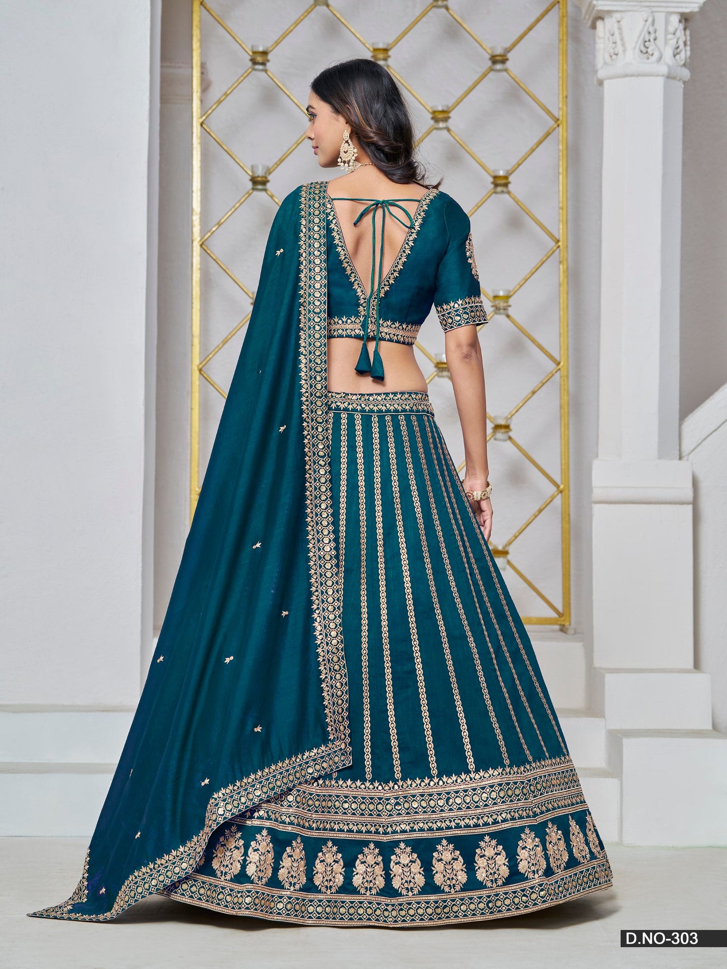 Anaita Teal Embroidered Art Silk Designer Lehenga With Blouse