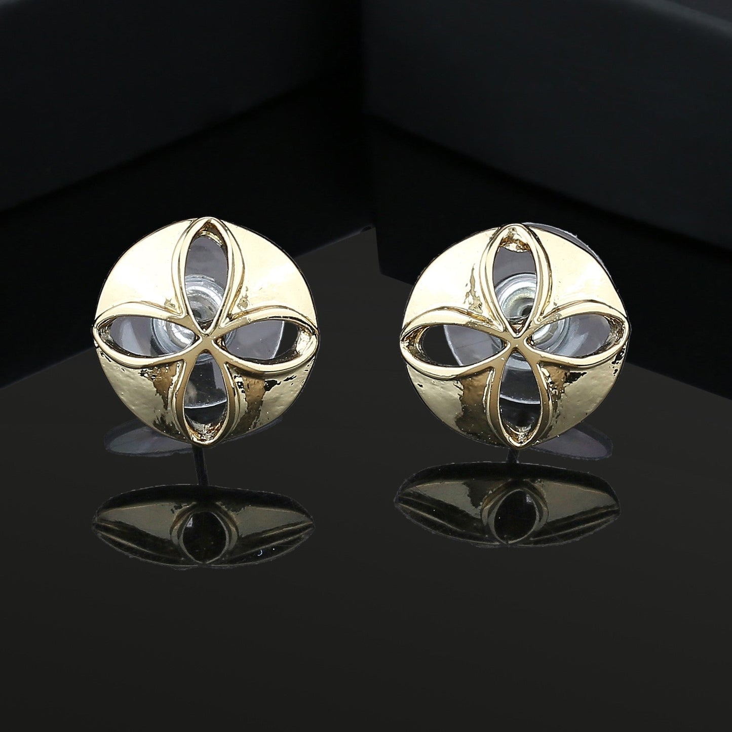 Estele Gold Plated Classic Lightweight Simple Stud Earrings for Girls & Women