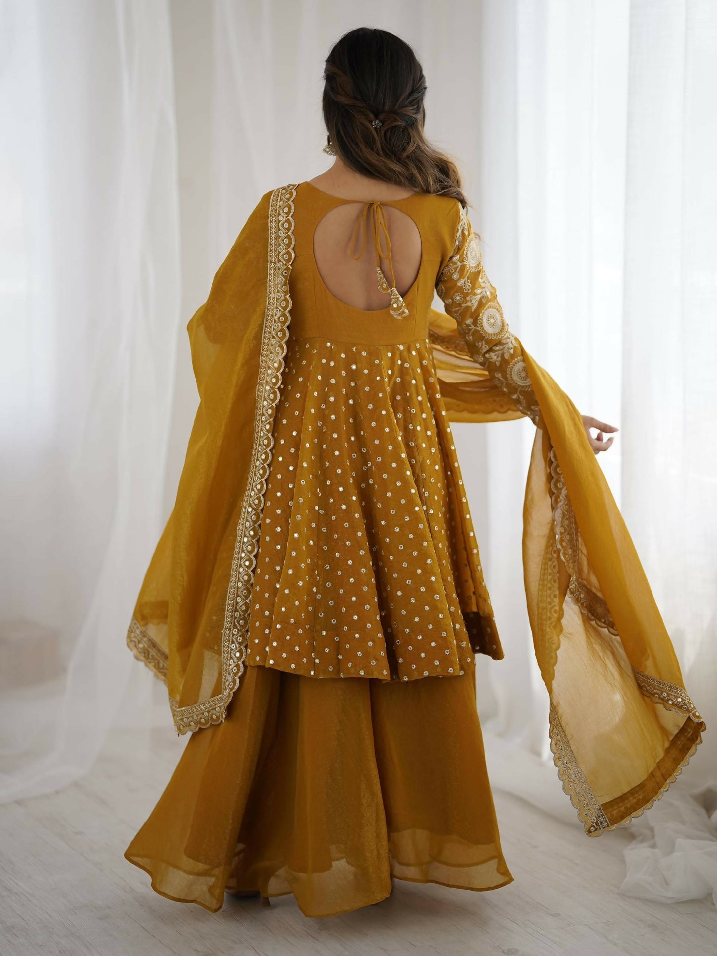 Teeya Creation Women'S New Trendy Embroidery Sequence Work Yellow Kurta Set
