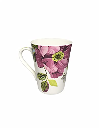 Coffee Mug Set of 2 - Floral Print - Ceramic - 300 ml - Pink