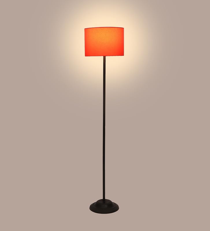 Foldable Floor Lamp with Red Shade - Metal - Height: 57 inches - Adjustable - Modern Design