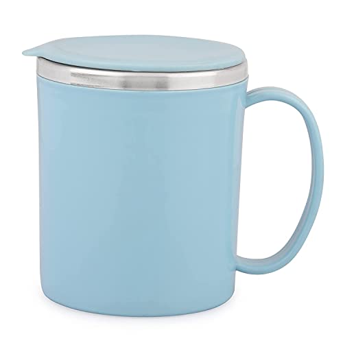 Coffee Mug Double Walled Insulated Stainless Steel Black Olive 200 ML with Lid and Handle