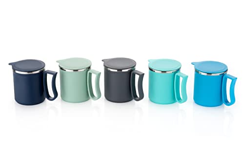 Insulated Coffee Mug with Lid Double Wall Stainless Steel 300 ml - Stylish Design for Home Office Use