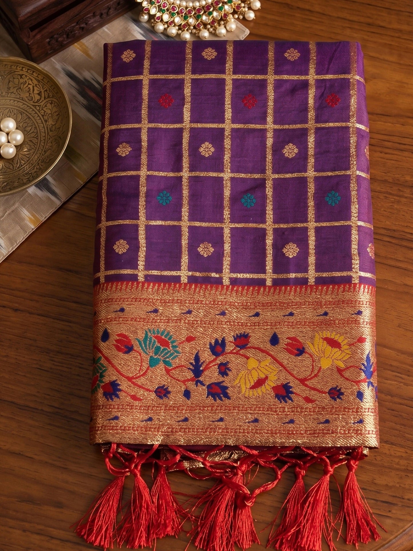 Shree Shyam Fashion Purple Banarasi Silk Blend Saree