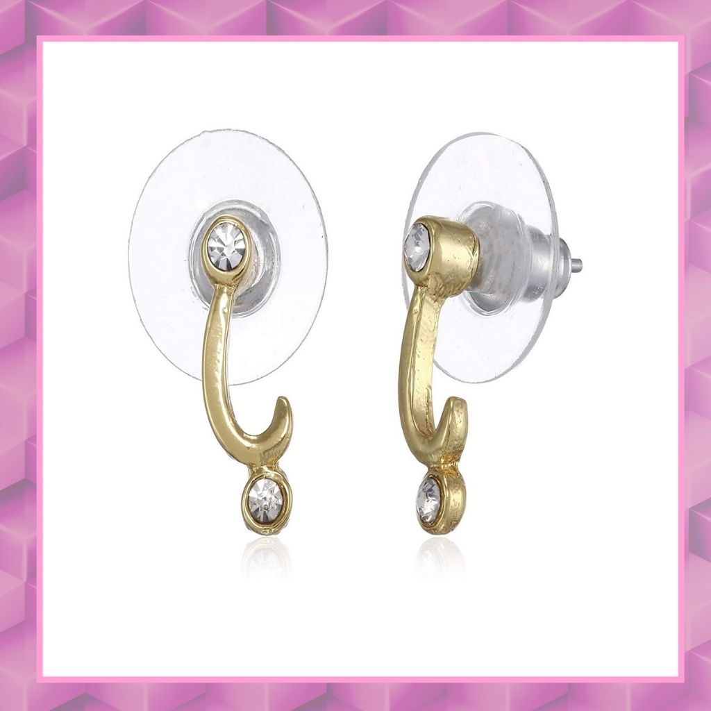 Rhodium Plated Blue Zircon Swift arc Stud Earrings