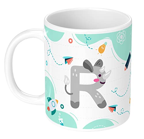Coffee Mug Gloss Finish Ceramic 350ml Colorful Alphabet Letter R