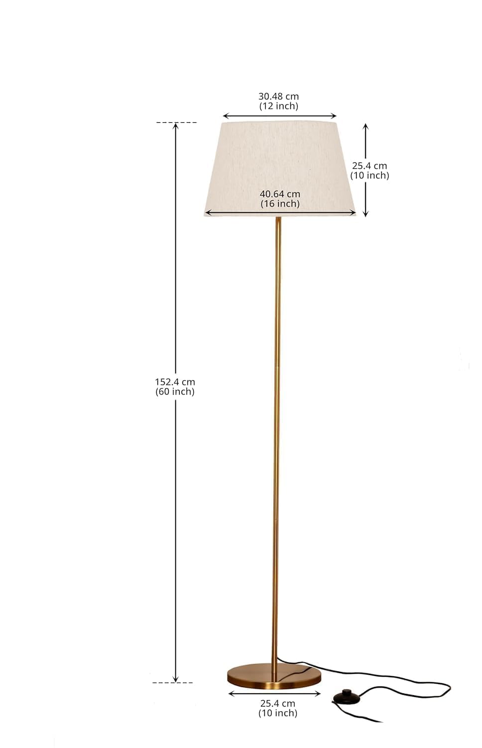 Floor Lamp Modern Adjustable Design Metal Gold 12 Inches 4Ft Height