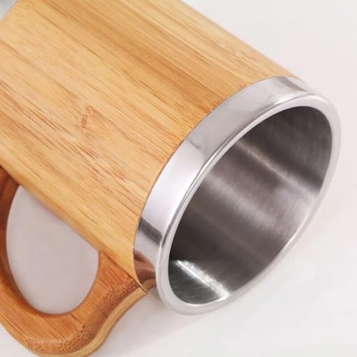 Customized Bamboo Coffee Mug with Stainless Steel Inside - 300 ml - Sustainable and Leak Proof
