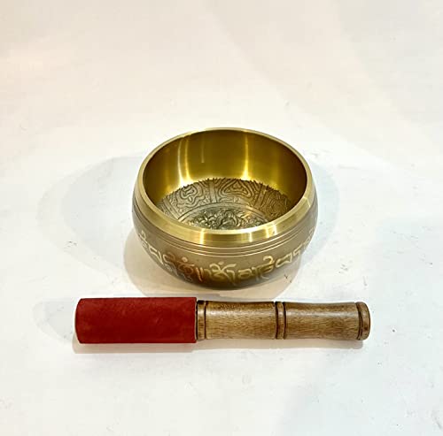 Tibetan Singing Bowl Antique Meditation Bowl Brass 11x11x6 cm