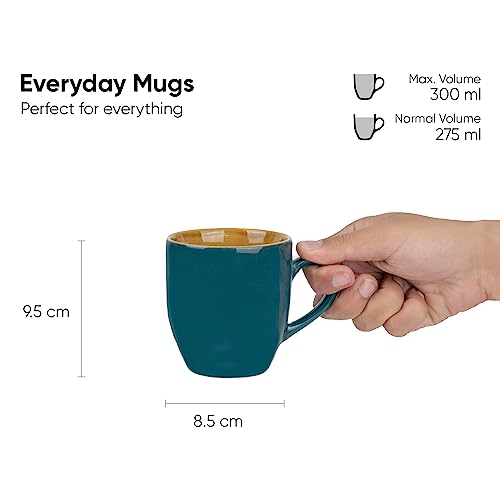 Coffee Mug Set - Modern Design - Stoneware - Teal Green - 300ml - Glossy Finish