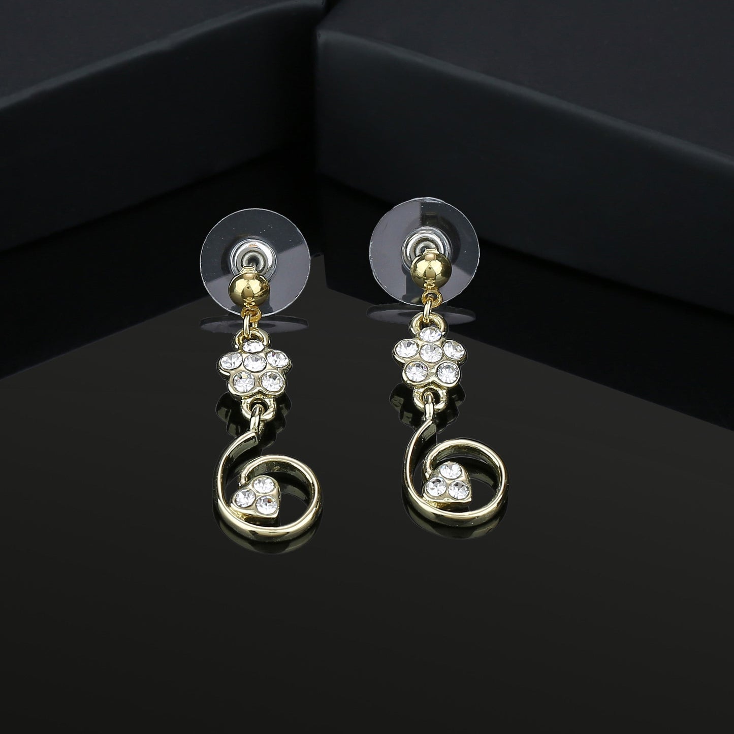 Estele Gold and Silver Plated Mis matched Oval drop Dangle Earrings for women