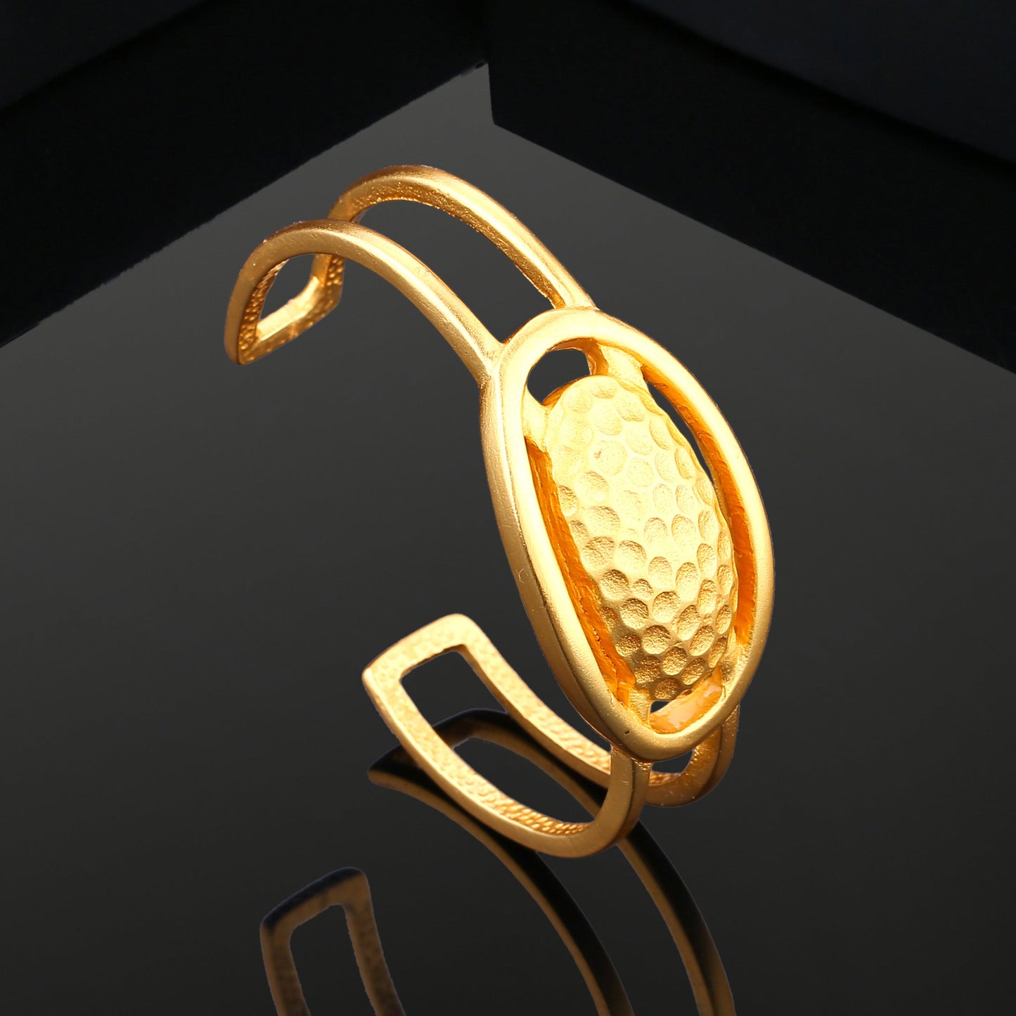 Estele Gold Plated Textured Cuff Bracelet for Women