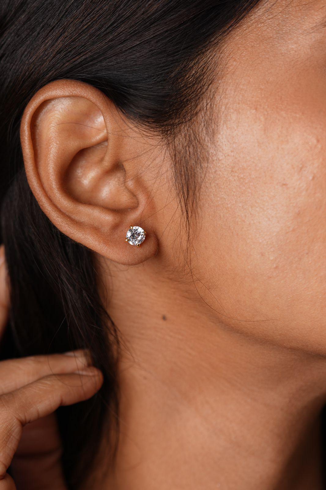90 Cent Round Solitaire Earring | 6mm