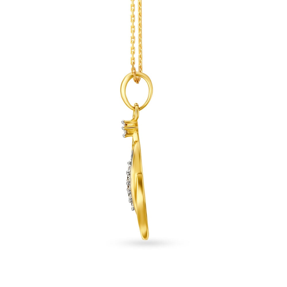 Arresting Leaf Motif Diamond Pendant in 18K Yellow Gold, 0.08 ct