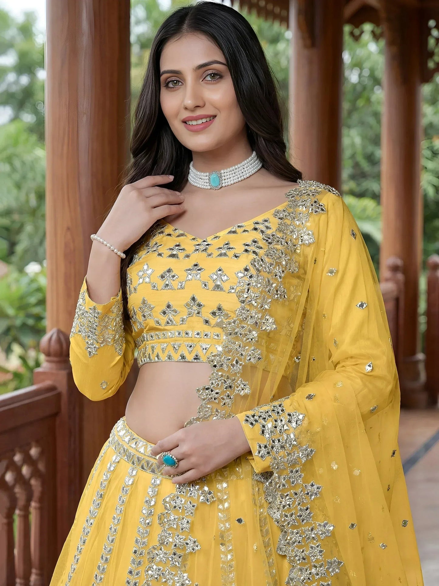 Tulsi Art Captivating Yellow Foil Work Net Sangeet Wear Lehenga Choli