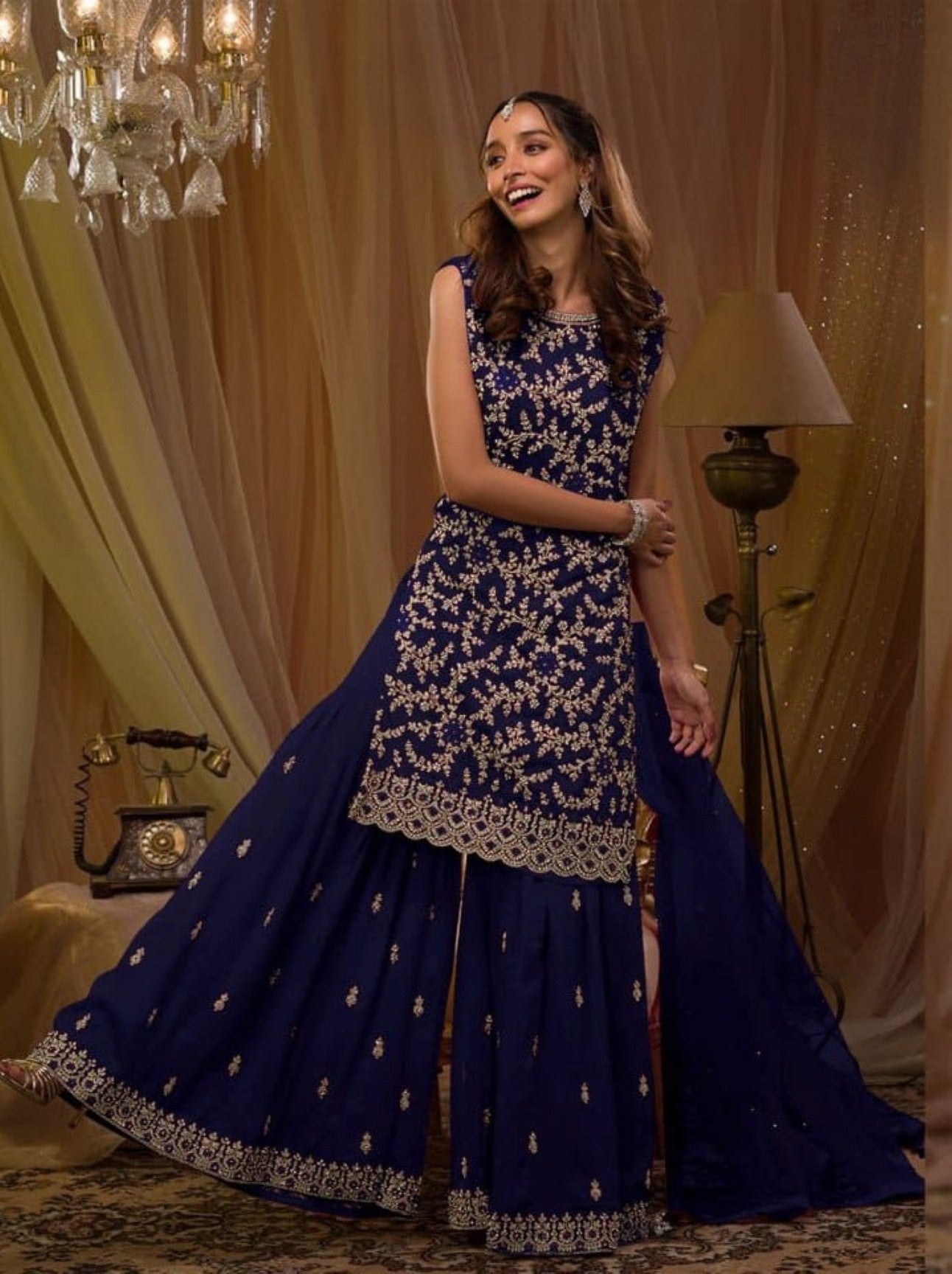 Anaita Violet Georgette Suit with Embroidery & Sequence Work