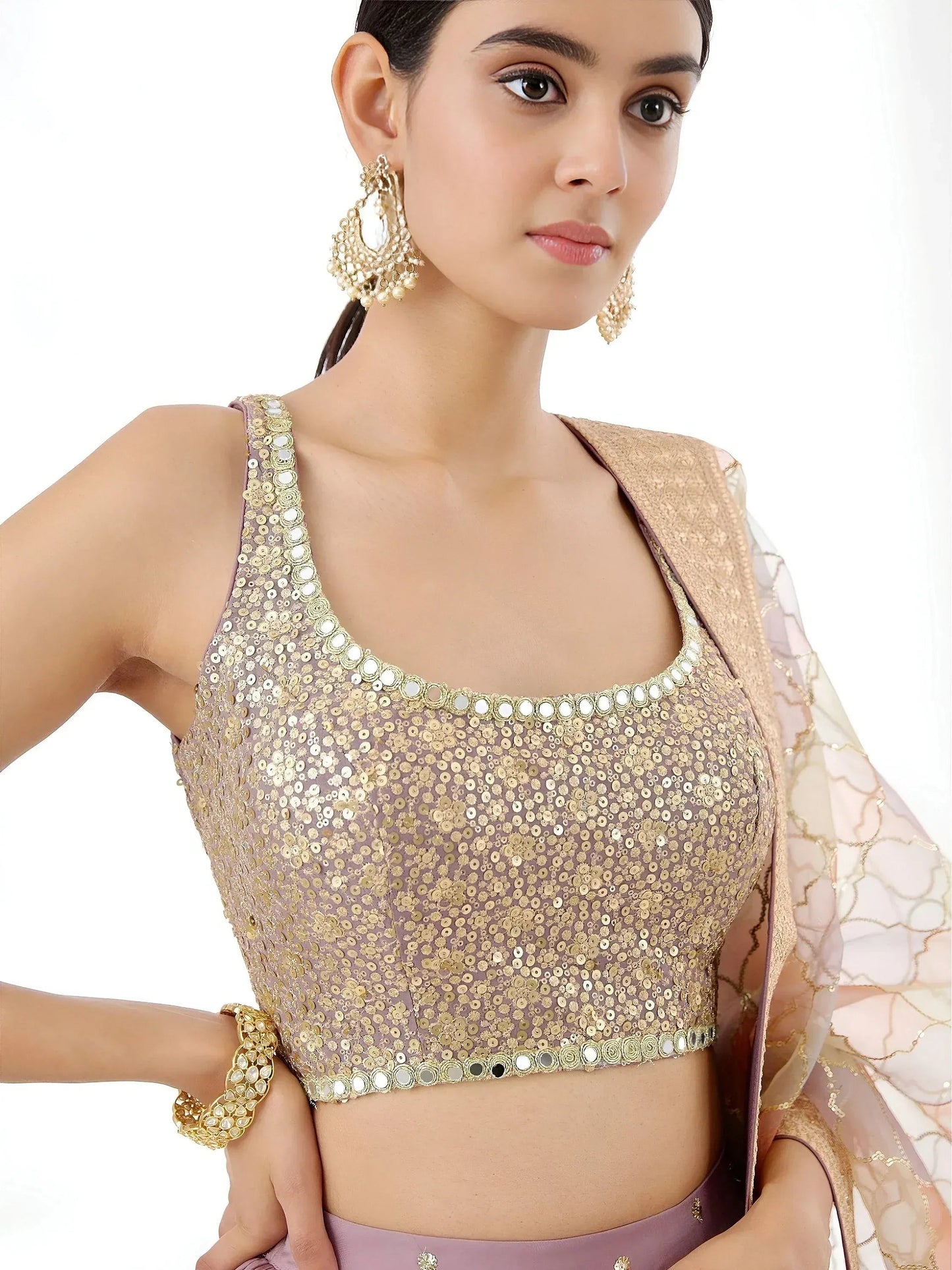 Tulsi Art Beautiful Dusty Pink Zari Work Georgette Party Wear Lehenga Choli